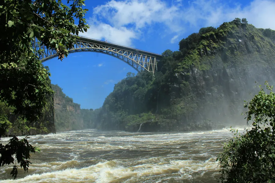 Victoria Falls Bridge over the Zambezi — the border between Zimbabwe and Zambia